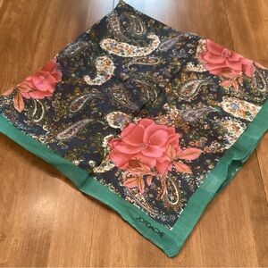 Vintage Jordache Green and Pink Paisley Scarf
